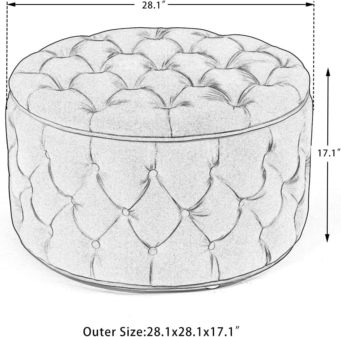 Beige Button Tufted Storage Ottoman X182