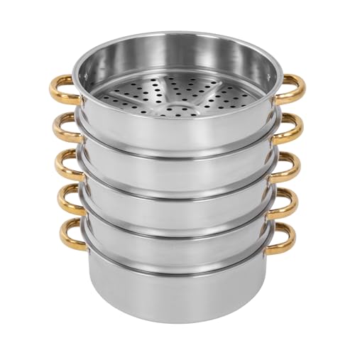 5 Tier Stainless Steel Steamer Pot with Glass Lid (28CM) K225