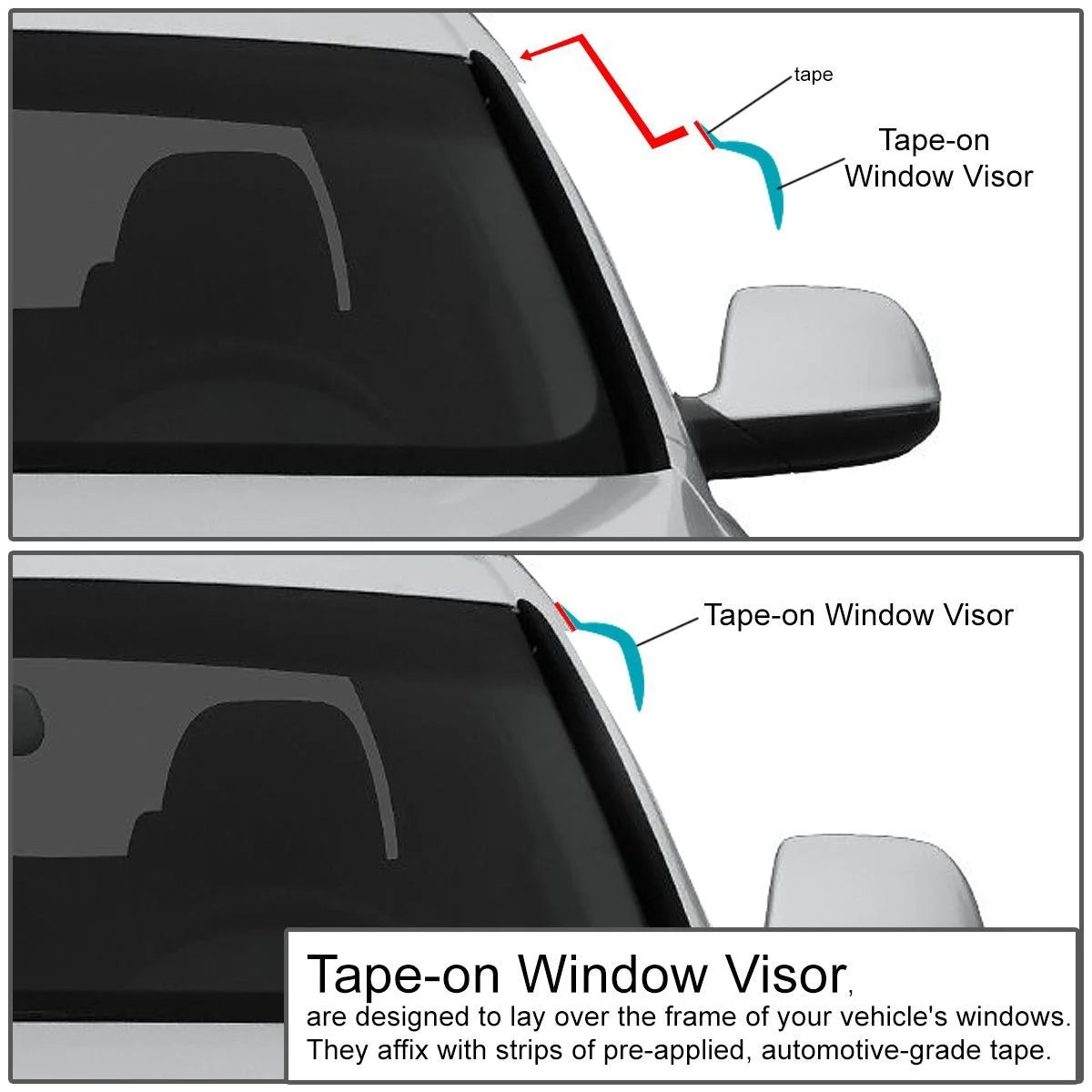 2pcs Dark Smoke Window Visor Deflector Rain Guard K193872