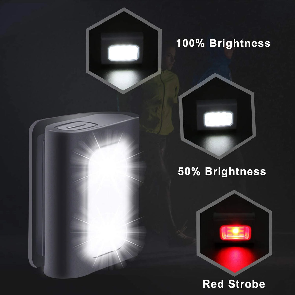 2Pack USB Rechargeable LED Clip on Running Light W50758