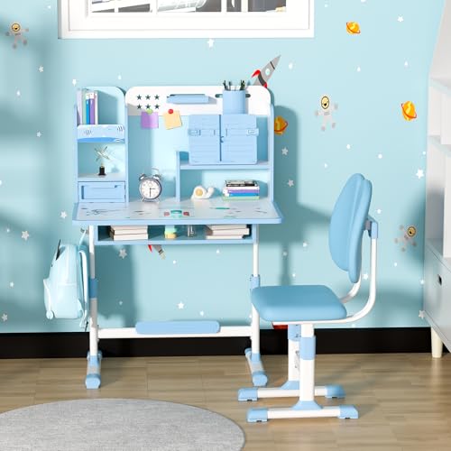 Height Adjustable Kids Desk and Chair Set with Book Stand Z703166