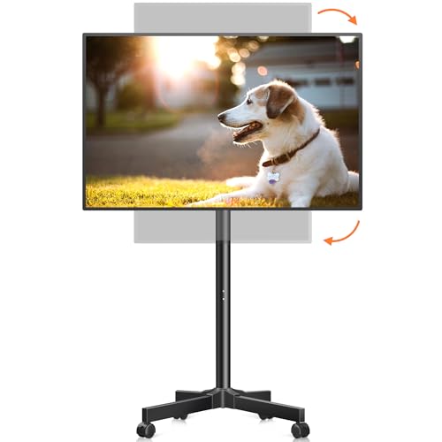 Mobile TV Carts Rotating Rolling TV Stand on Wheels for 13-50" Flat Curved TVs Height Adjustable 30° Tilt Floor TV Stand Portable Monitor Stand Holds up to 44lbs Max VESA 200x200mm N399507