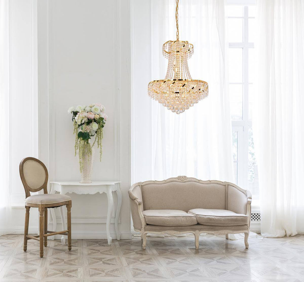 11 Light Gold Chandelier Clear Crystal J31549