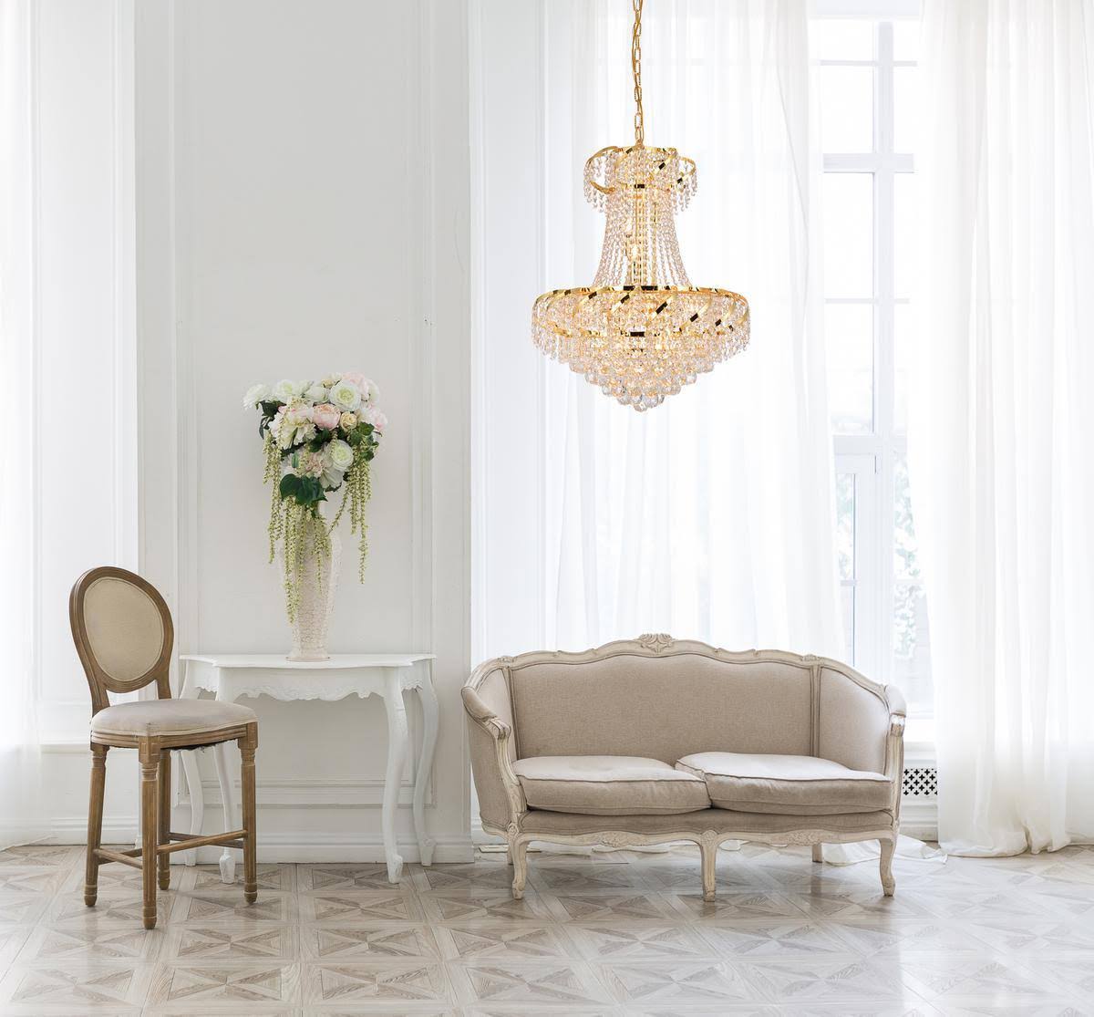 11 Light Gold Chandelier Clear Crystal J31549