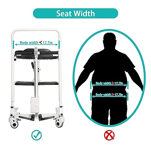 Electric Transfer Chair Patient Lift 180° Split Seat 330 lbs Load-Bearing White Black A9868