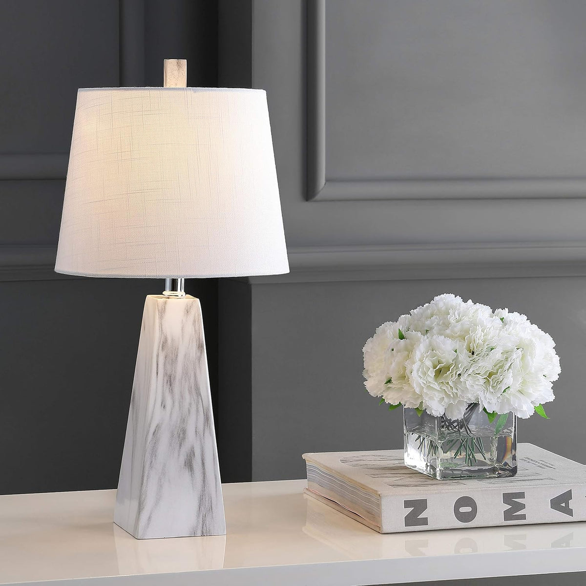 White Marble Resin LED Table Lamp R59008