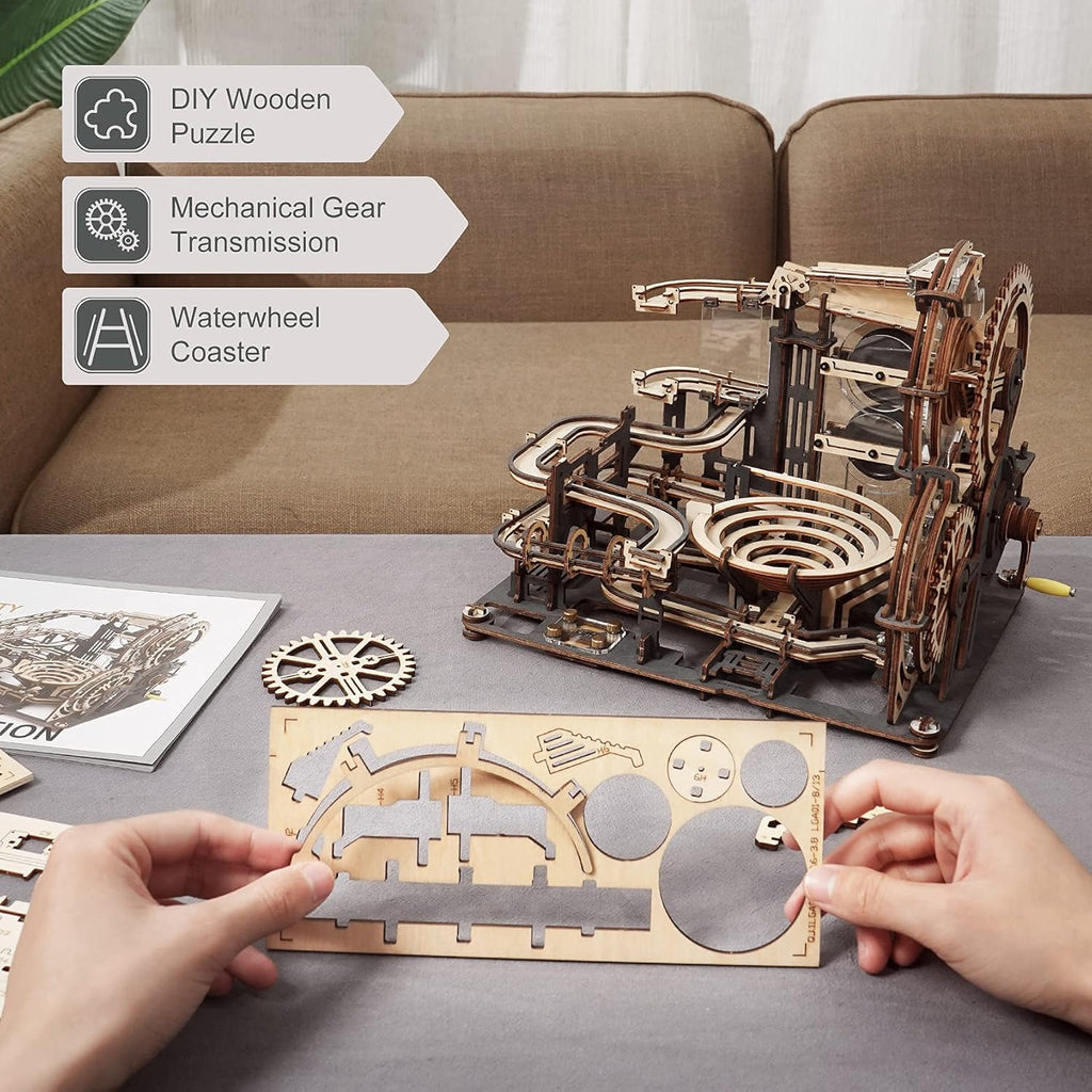 3D Wooden Puzzles Marble Run Chain Model Mechanical Building Kit (Night City) Pack of 2 C757