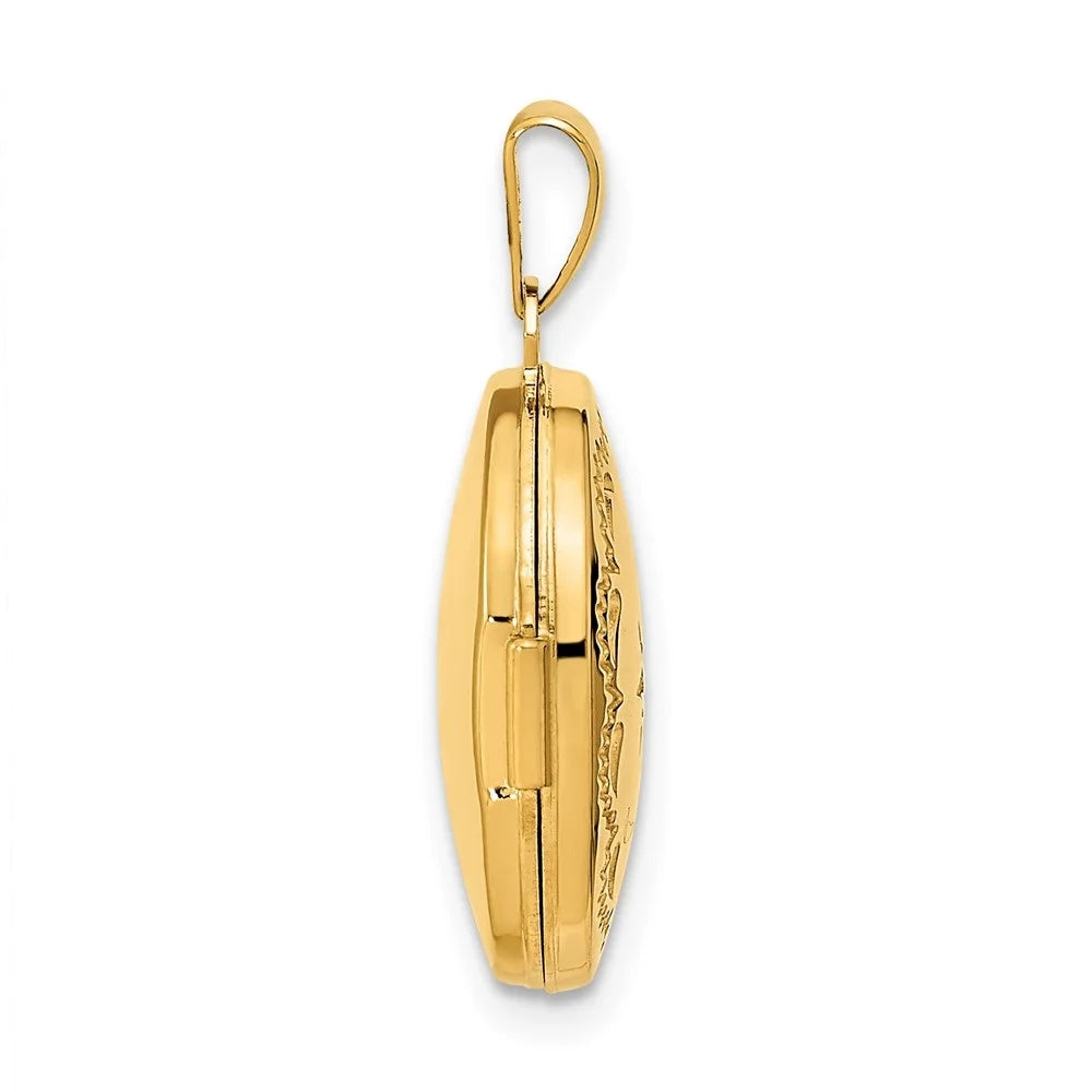14K Yellow Gold Diamond Oval Locket Pendant W20632