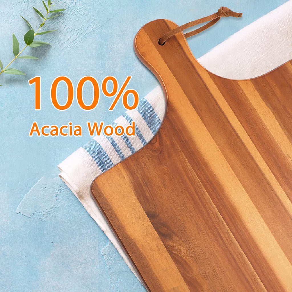 Acacia Wood Cutting Board with Handle 17"X11" Q61539