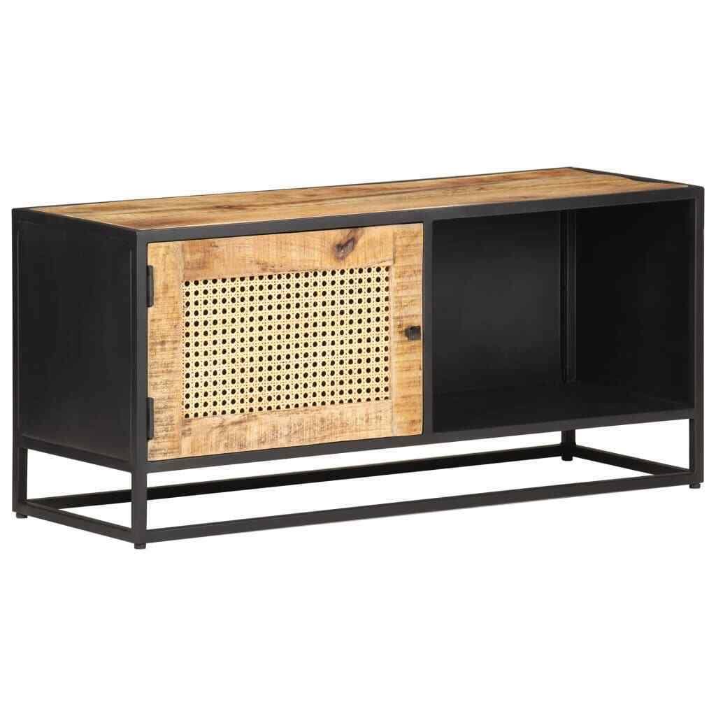Rough Mango Wood and Natural Cane TV Cabinet G59013