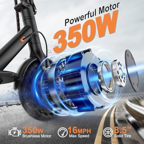 Electric Scooter, 350W, 8.5" Tires, 12 Miles Range, 16Mph, Folding E-Scooter with Dual Braking Q942