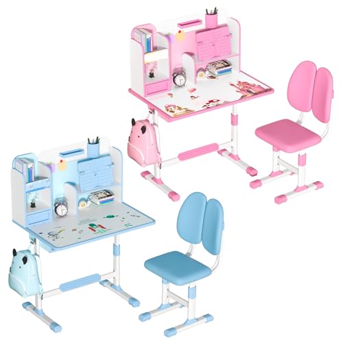 Height Adjustable Kids Desk and Chair Set with Book Stand Z703166
