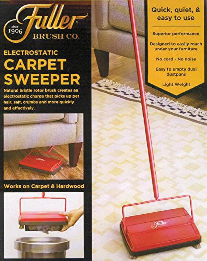 Electrostatic Carpet & Floor Sweeper - 9" Cleaning Path - Lightweight - Red A9730