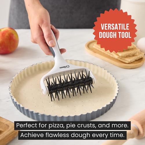Stainless Steel Pizza Dough Docker Roller (21 x 14.5 cm, Spike Length 7 mm) Y14346