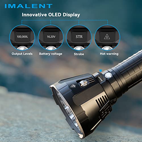 100,000 Lumens Rechargeable LED Flashlight with OLED Display F45434