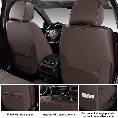 Black&Navy Waterproof Leather Car Seat Covers Full Set L807
