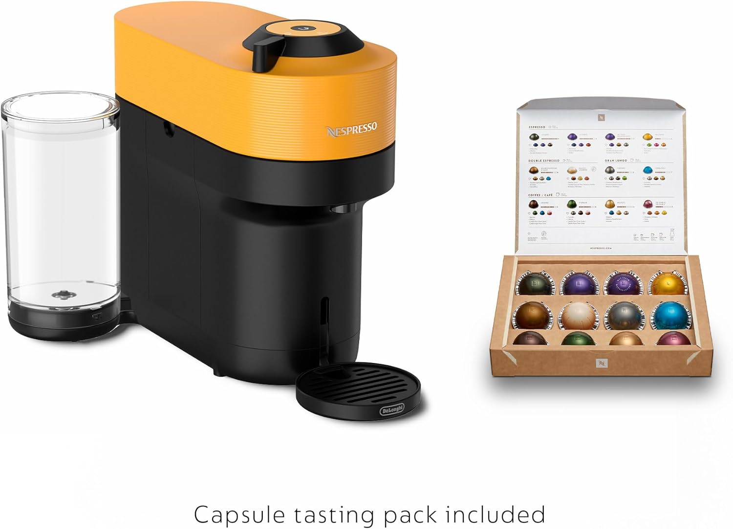 Mango Yellow Nespresso Machine with Aeroccino T96736