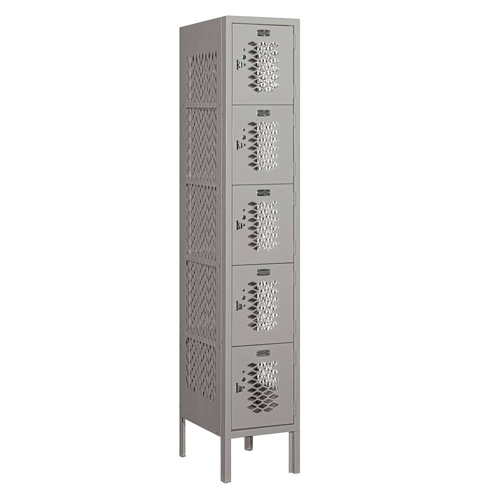 12x22 Wide Five Tier Vented Metal Locker - Gray Z22884