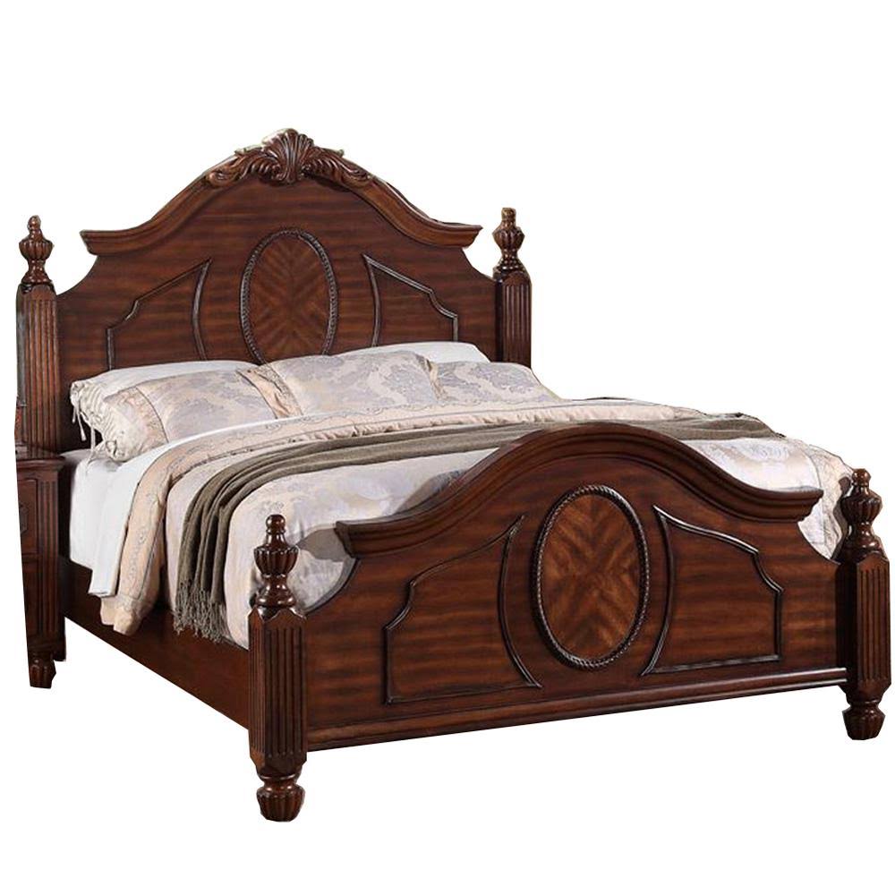 Cherry Finish Wooden Bed V97305