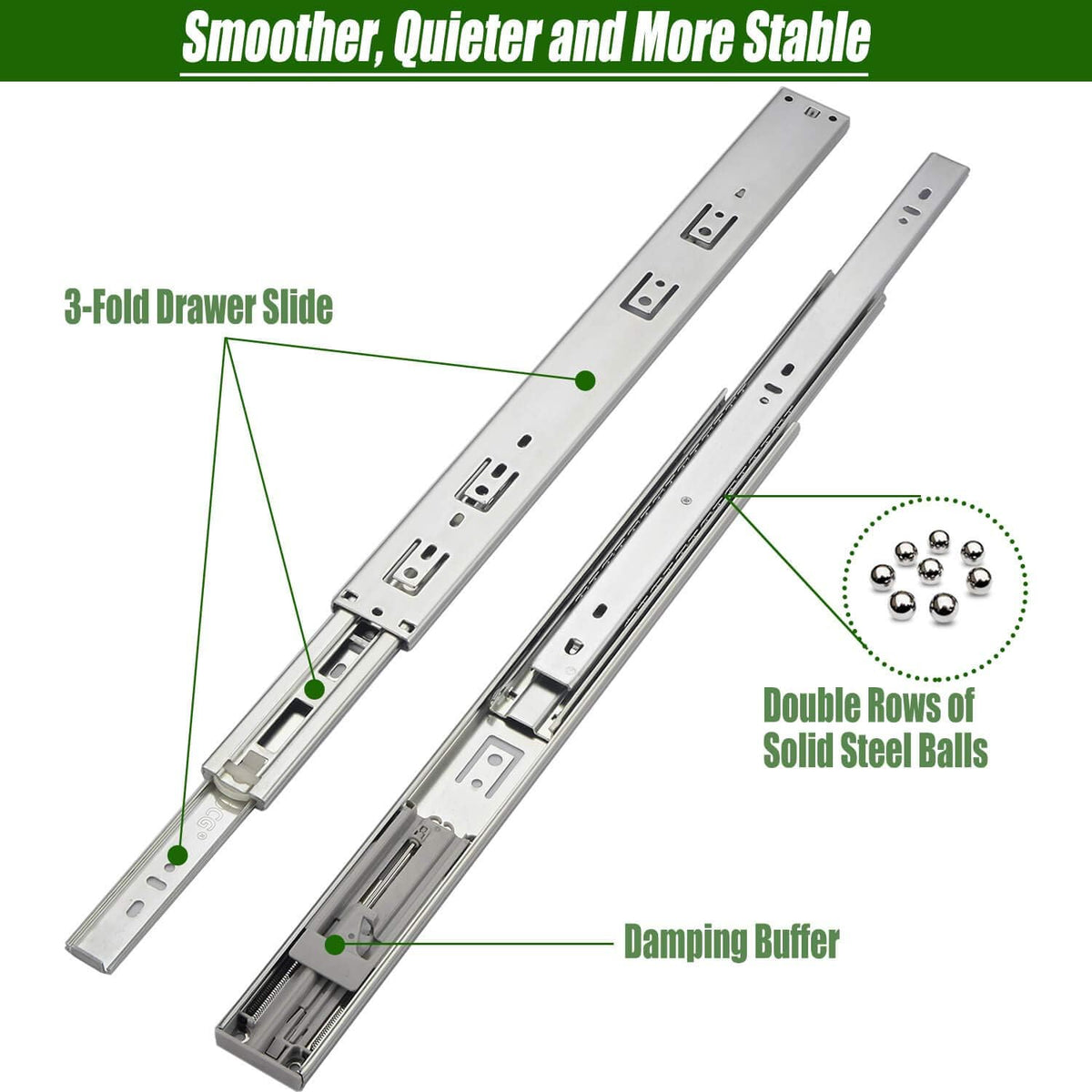 20 Inch 5 Pairs Soft Close Drawer Slides N9184