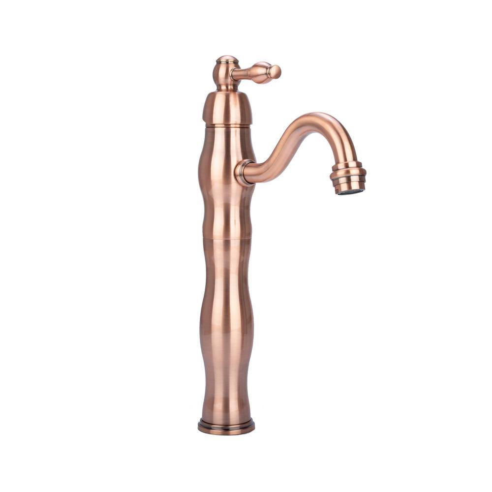 Antique Copper Single-Hole Vessel Bathroom Faucet V87993