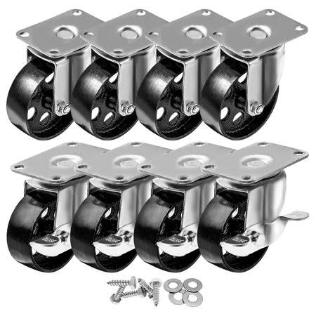 8 Pack 3.5 inch All Steel Swivel Plate Caster Wheels with Screws X5804