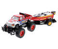 Red Black 9 Inch Truck with Detachable Trailer and 10 Inch Boat Friction Push Powered Playset W929