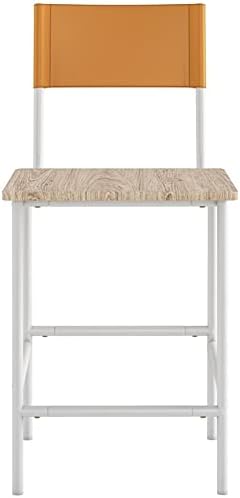 Faux Leather Counter Stool in White and Black J3743