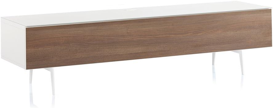 White Wood and Glass TV Stand with Metal Legs T494411