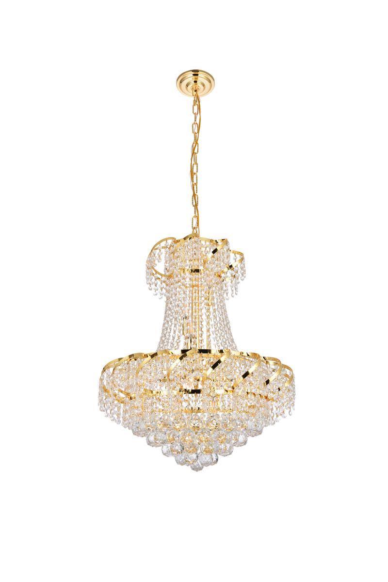 11 Light Gold Chandelier Clear Crystal J31549