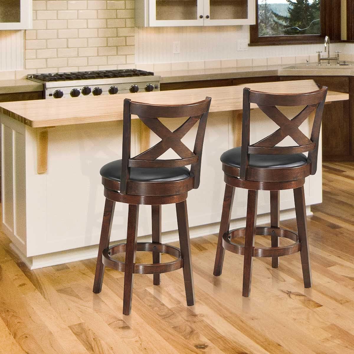 Cappuccino Swivel Bar Stool Set of 2 O12324