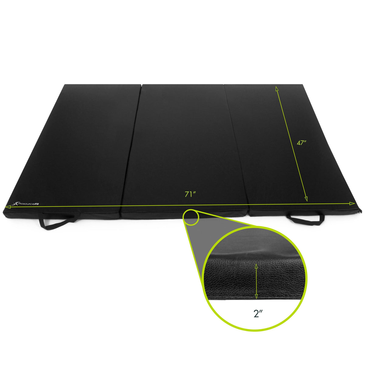 Black Tri-Fold Exercise Mat with Carrying Handles E230