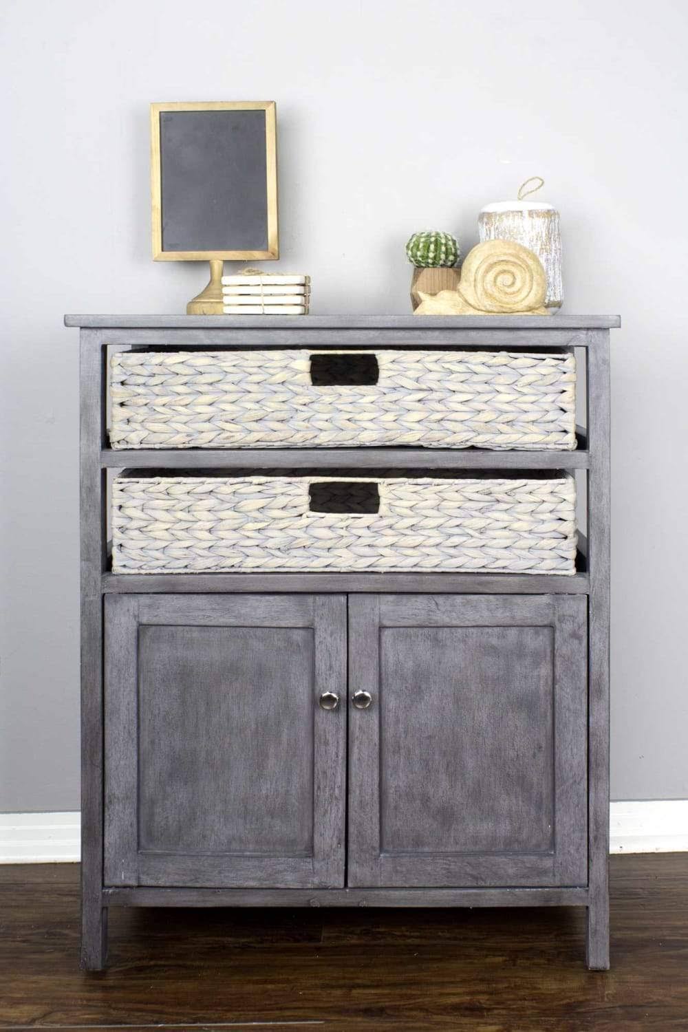 Gray Rustic Wash Cabinet R25532