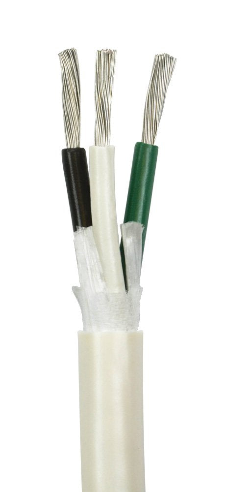 10/3 AWG Triplex Round AC Marine Wire - Tinned Copper Boat Cable - 500 Feet - Black/White/Green Q560