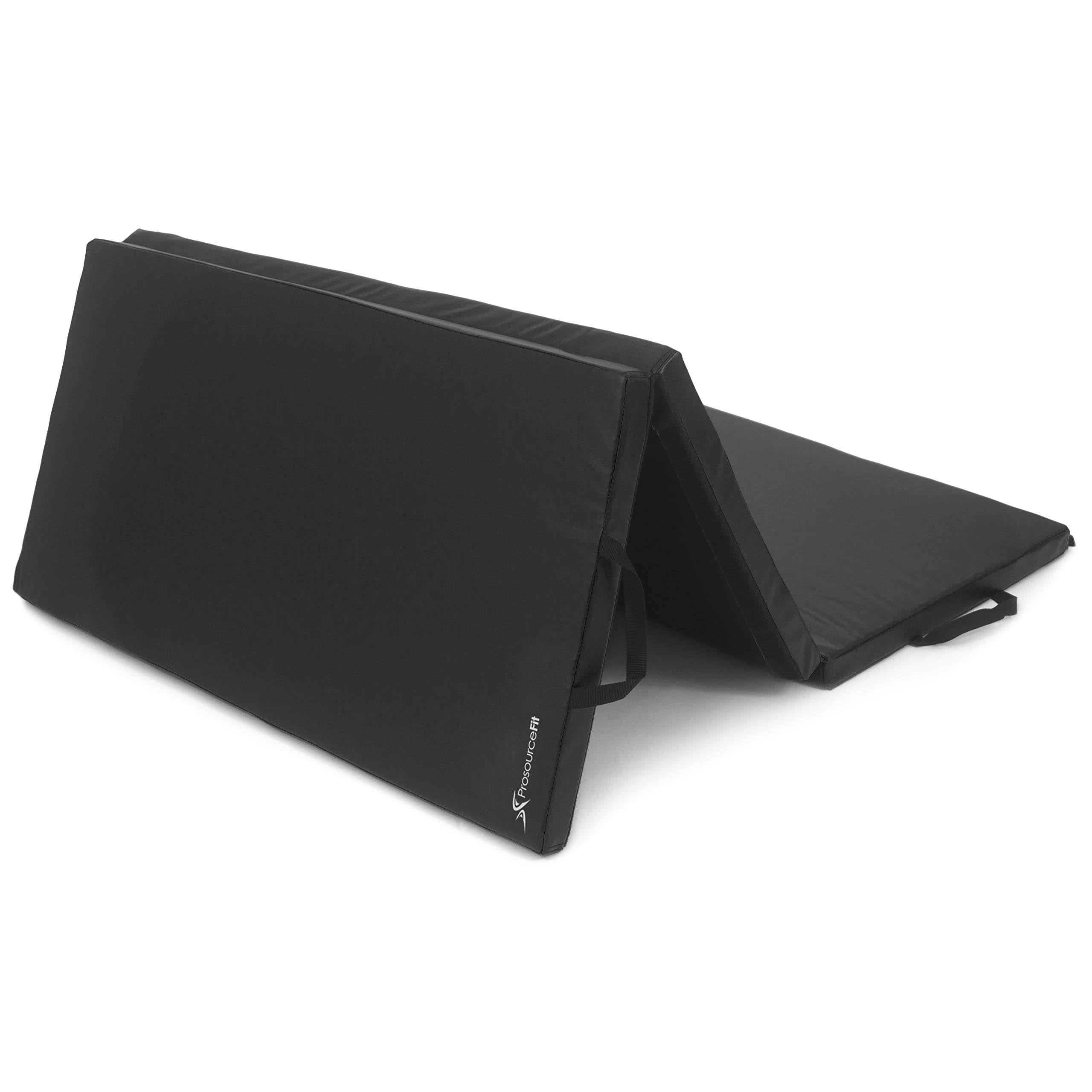 Black Tri-Fold Exercise Mat with Carrying Handles E230
