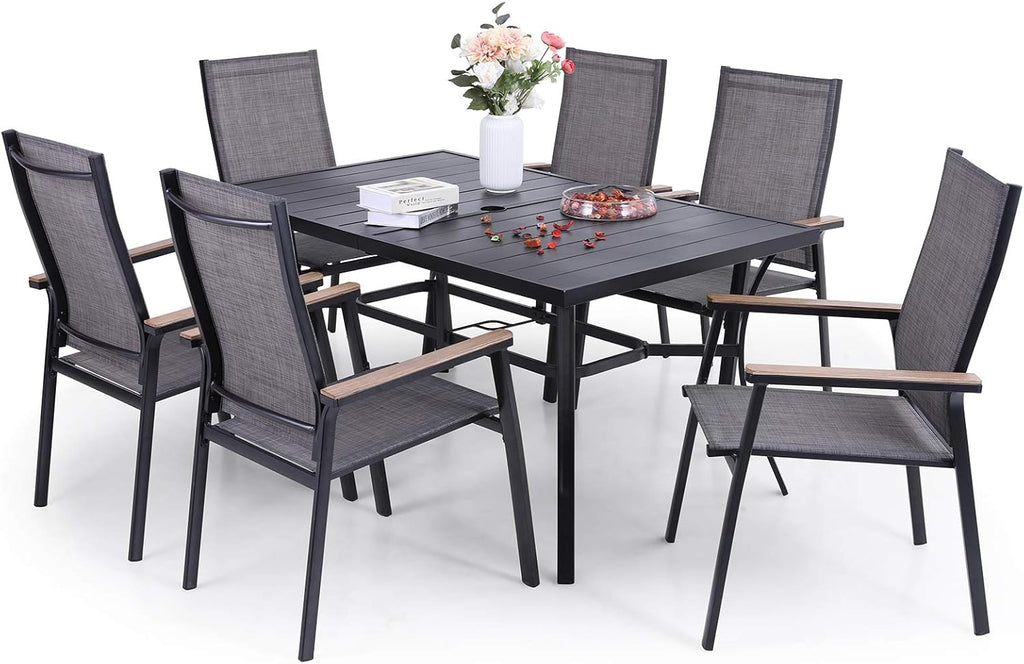 7 Piece Aluminium Patio Dining Set with Stackable Chairs K11609