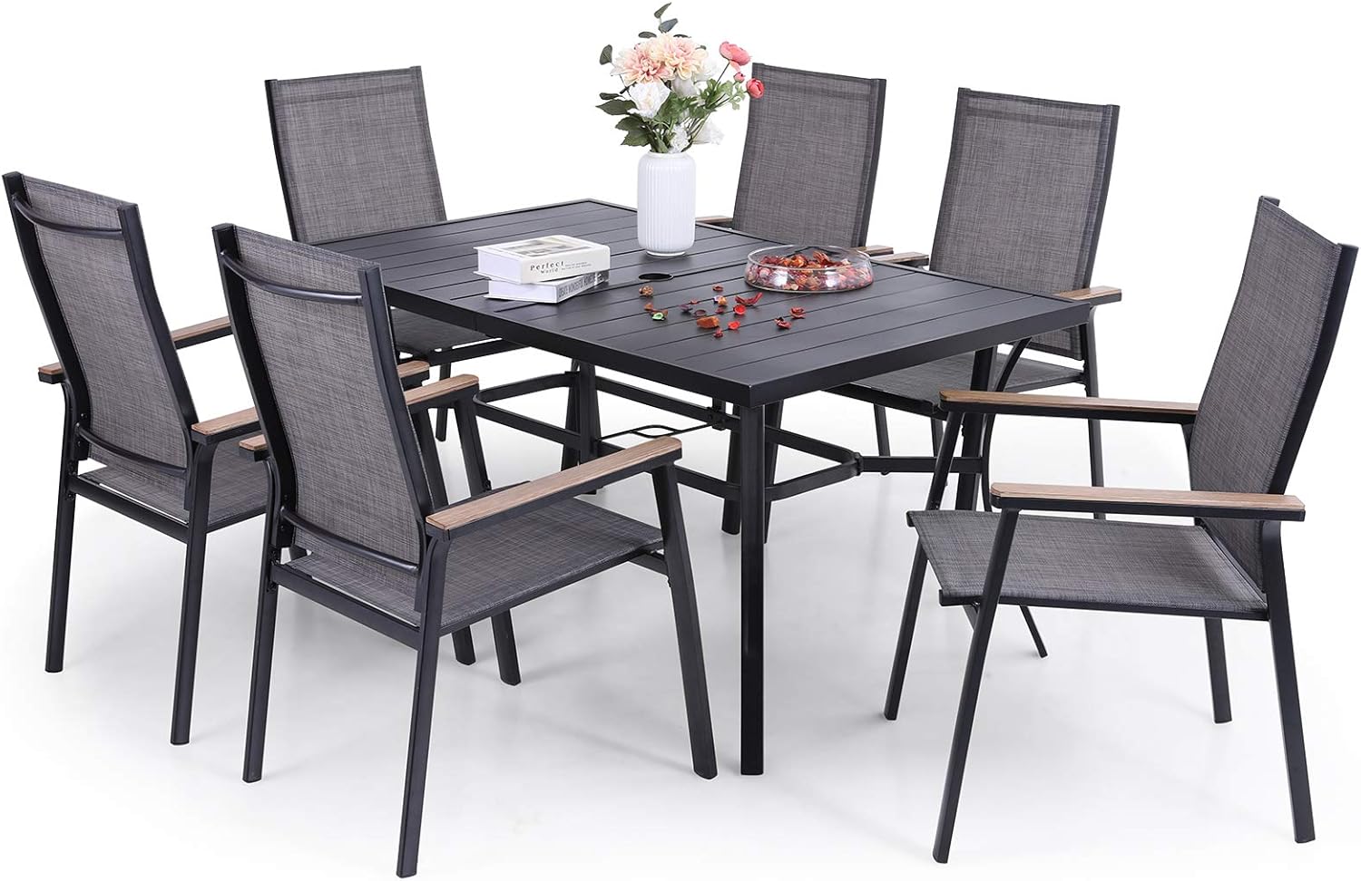 7 Piece Aluminium Patio Dining Set with Stackable Chairs K11609