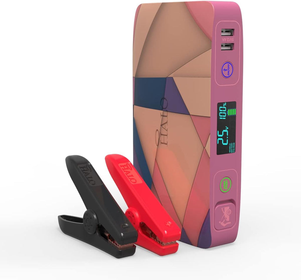 Portable Phone Laptop Charger Car Jump Starter with Outlet, LCD Display, Flood Light and Car Charger A12595