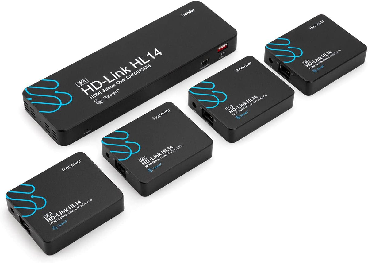 1x4 HDMI Extender Splitter Over cat5e/6, 160 ft, Black Y436