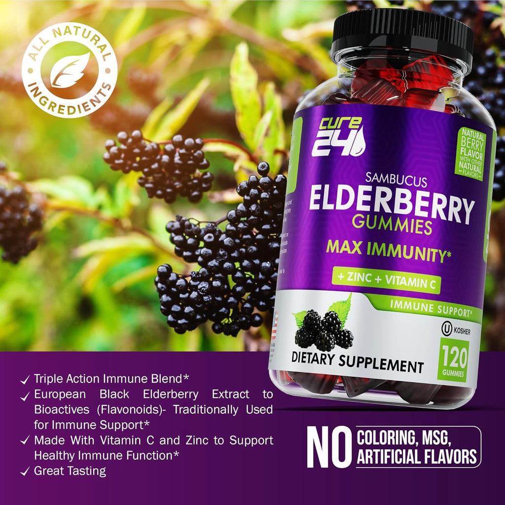 Elderberry Gummies with Vitamin C and Zinc 120 Count J8195