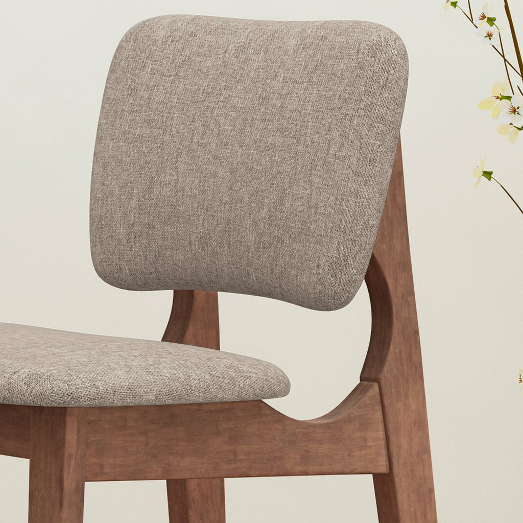 Wooden Bar Chair with Fabric Seats (Set of 2), Charcoal and Walnut Finish R612