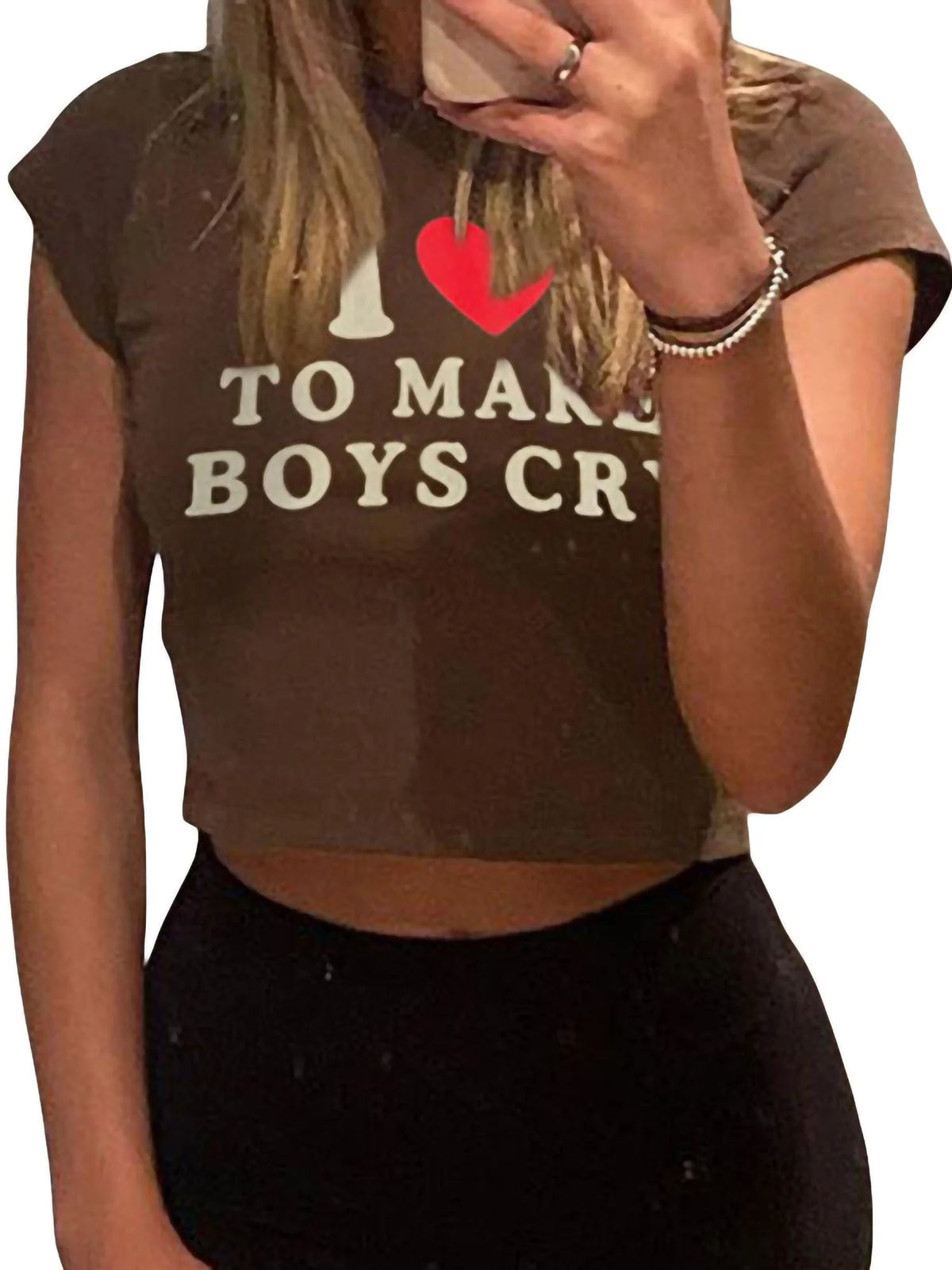 Y2K Print Crop T-Shirt Z932
