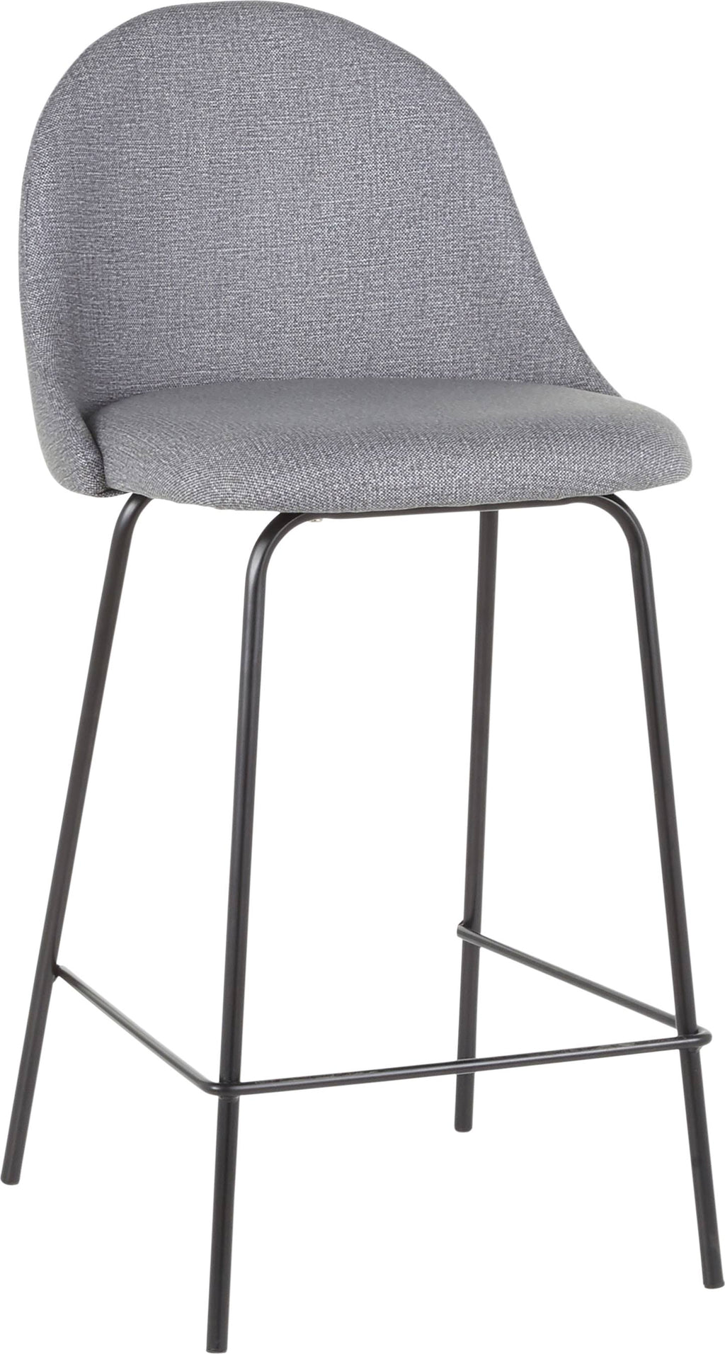 Black Metal Grey Fabric Counter Stool Set of 2 X57309
