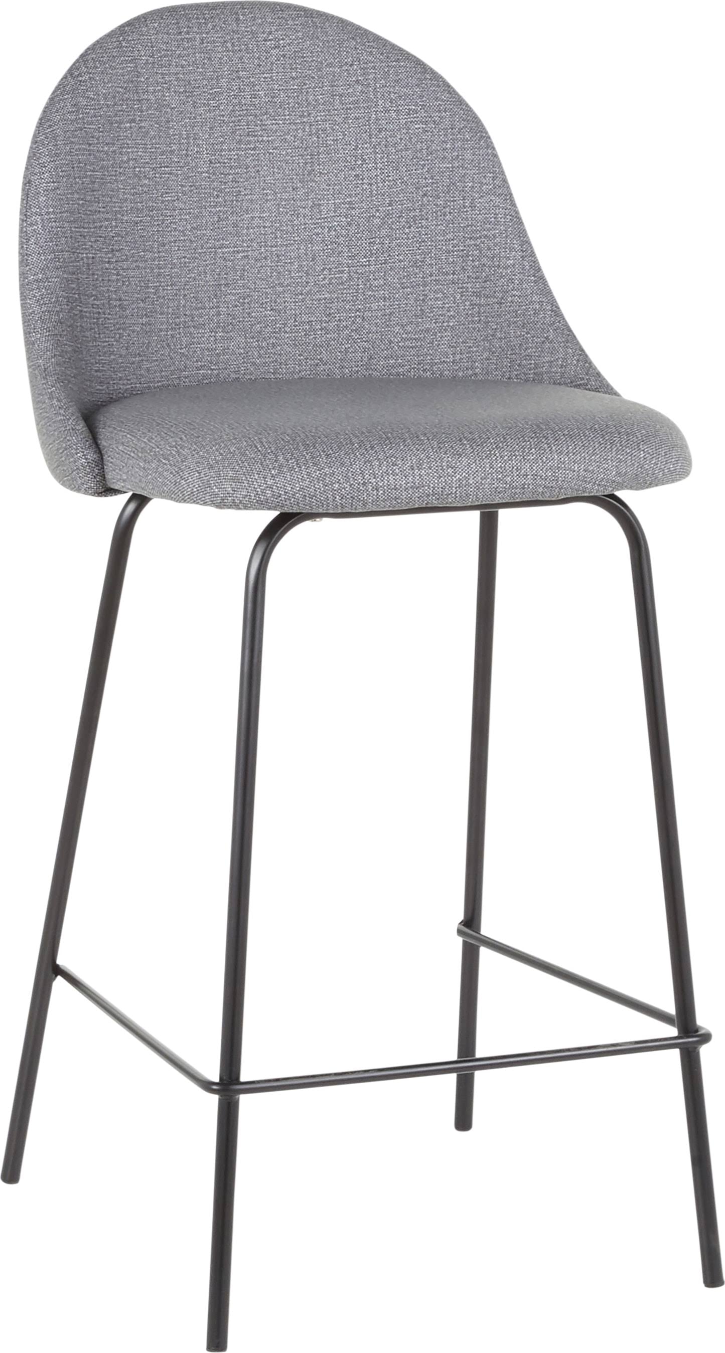 Black Metal Grey Fabric Counter Stool Set of 2 X57309