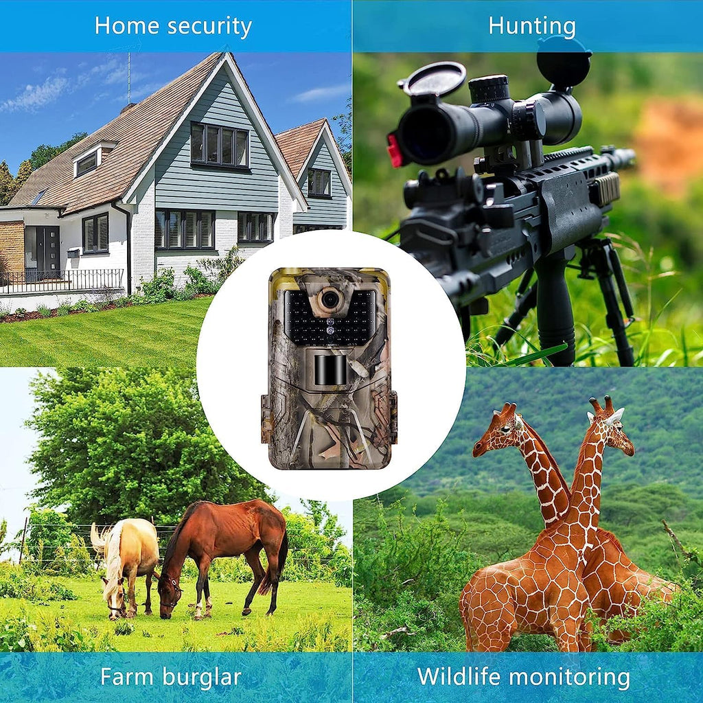 36MP 1520P Night Vision Motion Activated Hunting Camera IP67 Waterproof 120° 65FT 44pcs No Glow LEDs H479