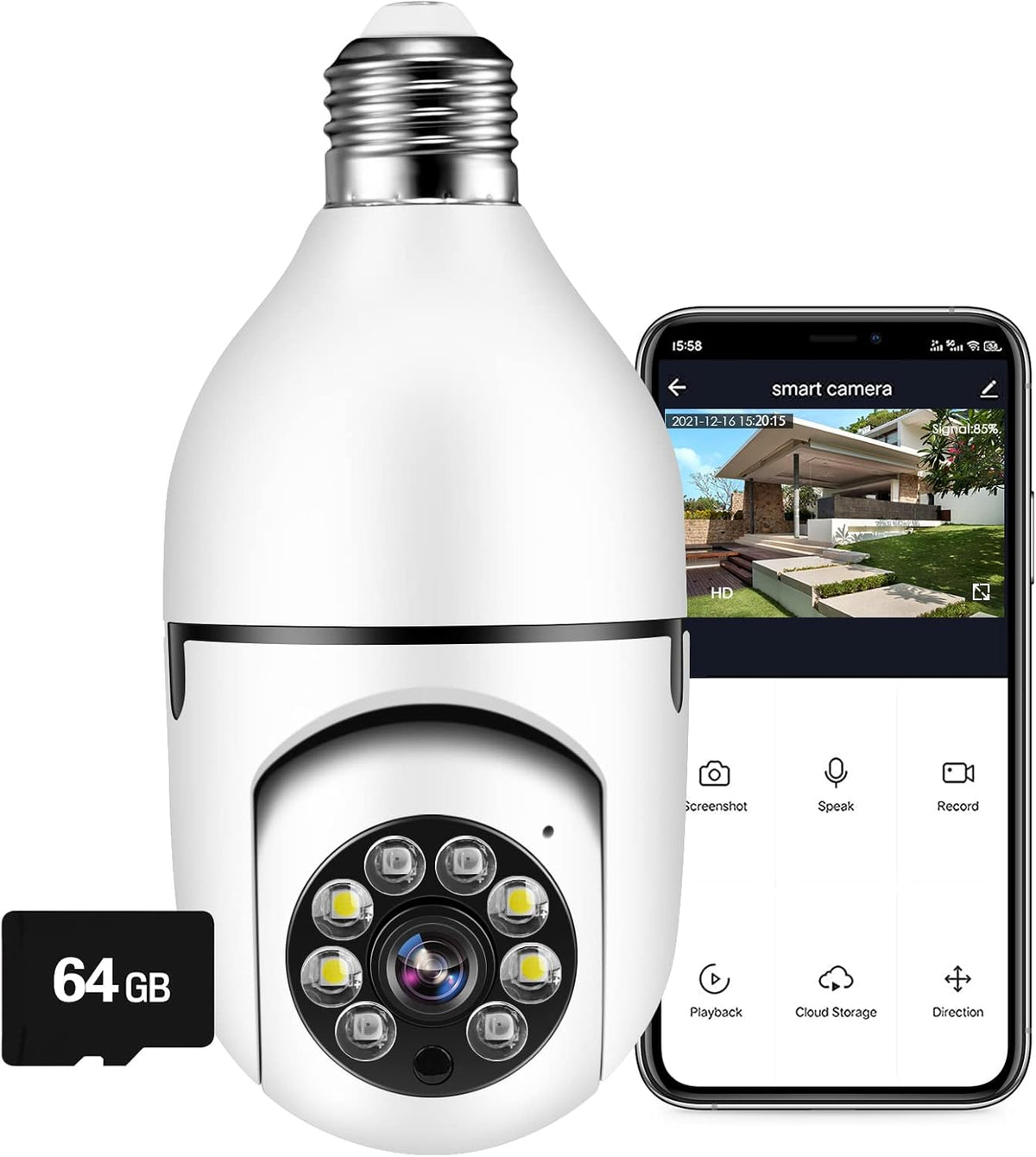 2 Pack 1080P PTZ WiFi Security Camera with 32 GB Micro SD Card B93882