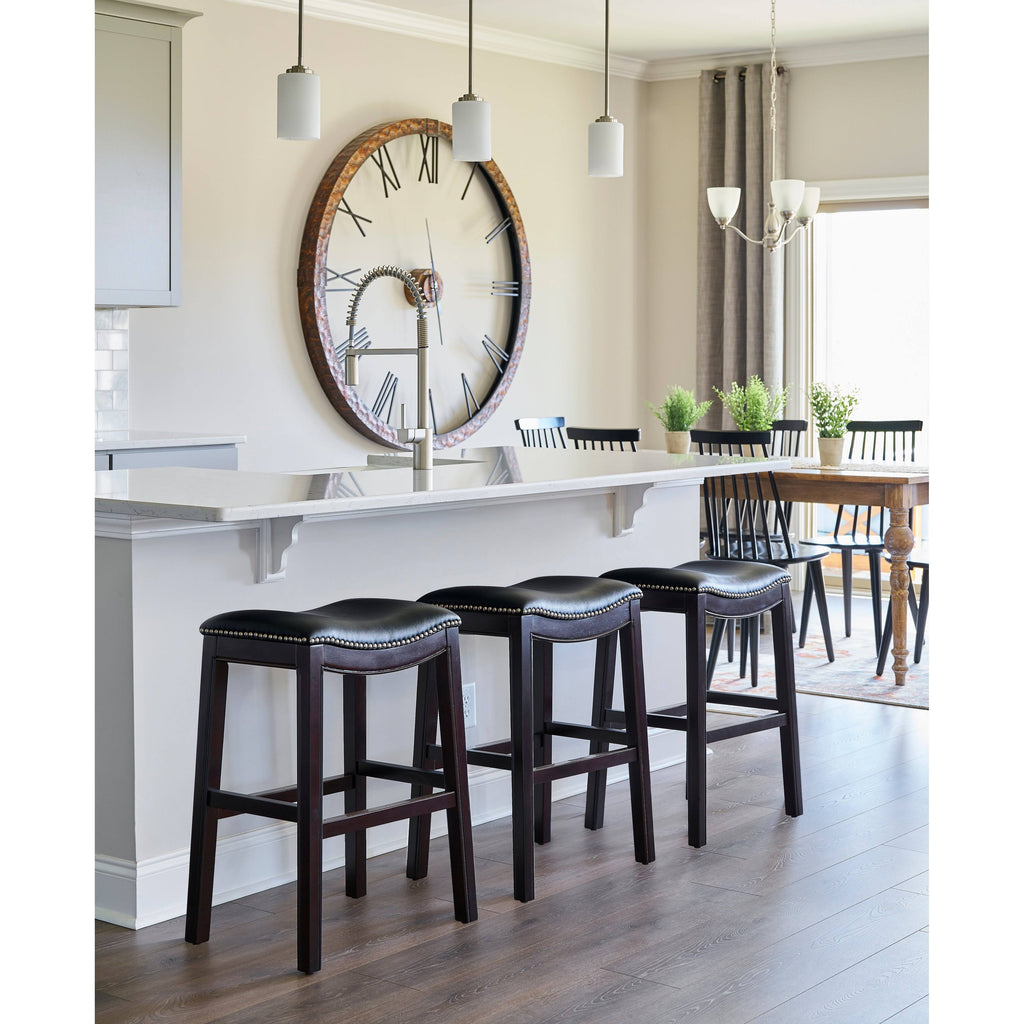 Black/Espresso Faux Leather Counter Stool V264