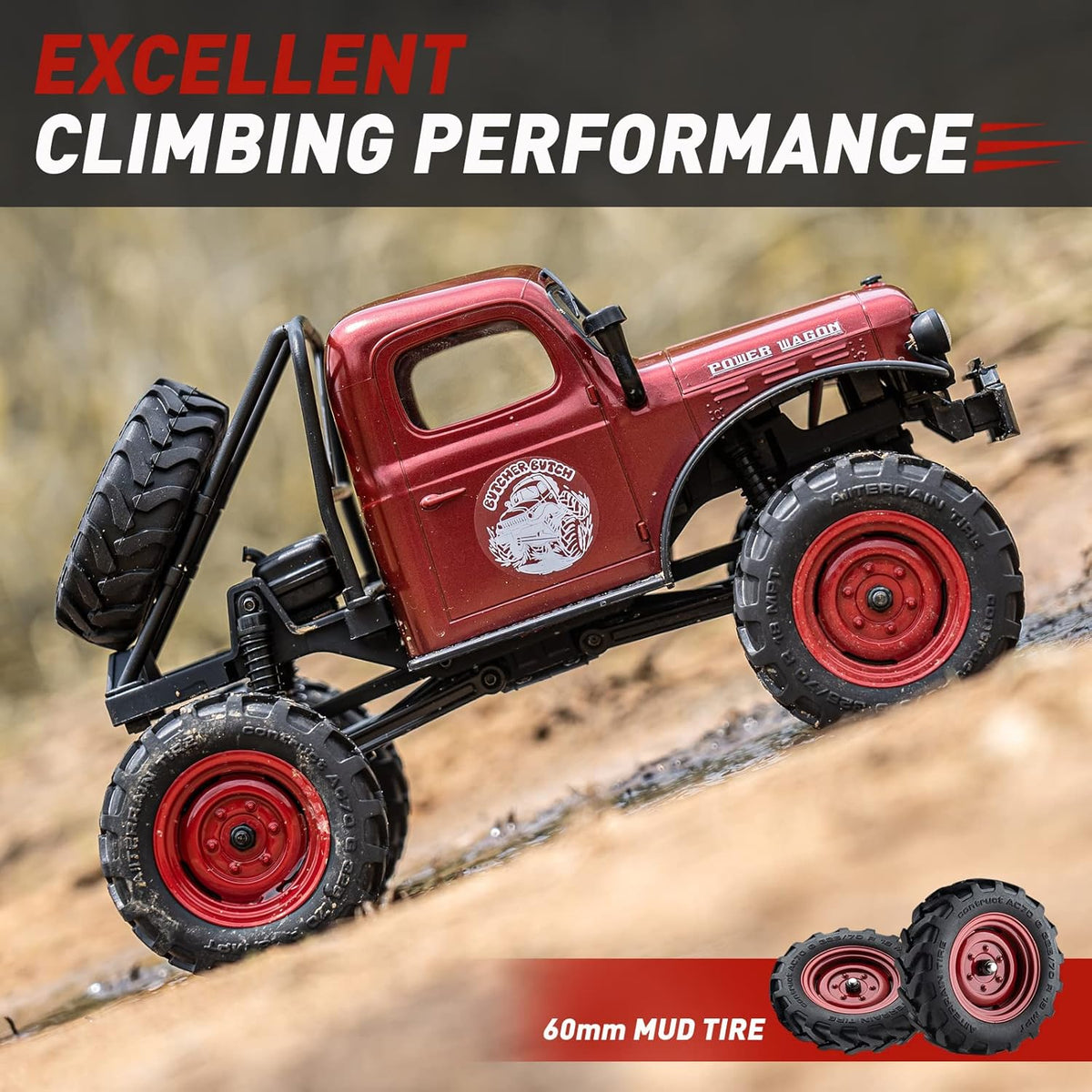 1/24 Scale 4WD RC Crawler Car (Red) I29386