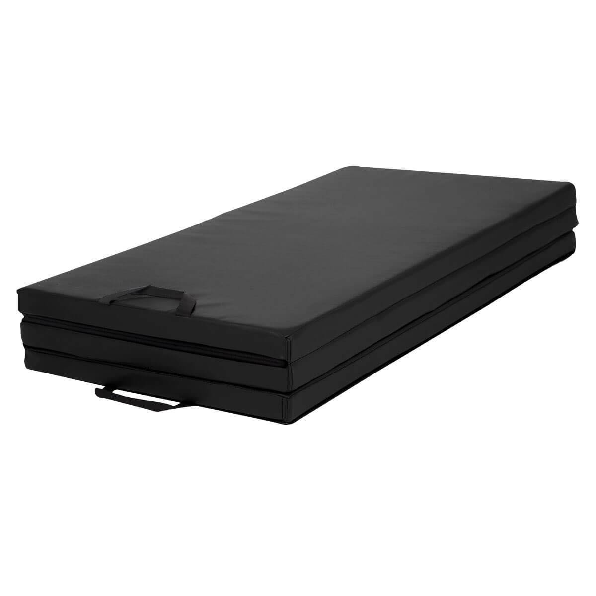 Black Tri-Fold Exercise Mat with Carrying Handles E230