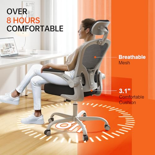 Black Ergonomic High Back Desk Chair with Flip-up Armrests K187783